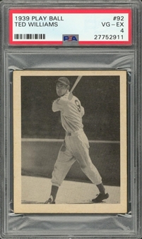 1939 Play Ball #92 Ted Williams Rookie Card – PSA VG-EX 4